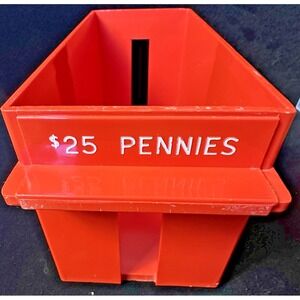 $25 Dollar Penny Holders - Red/Hard Plastic Tray - Excellent Condition